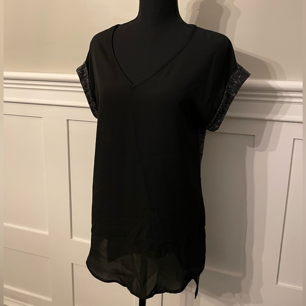 Black/ gray top with silky front and cotton back